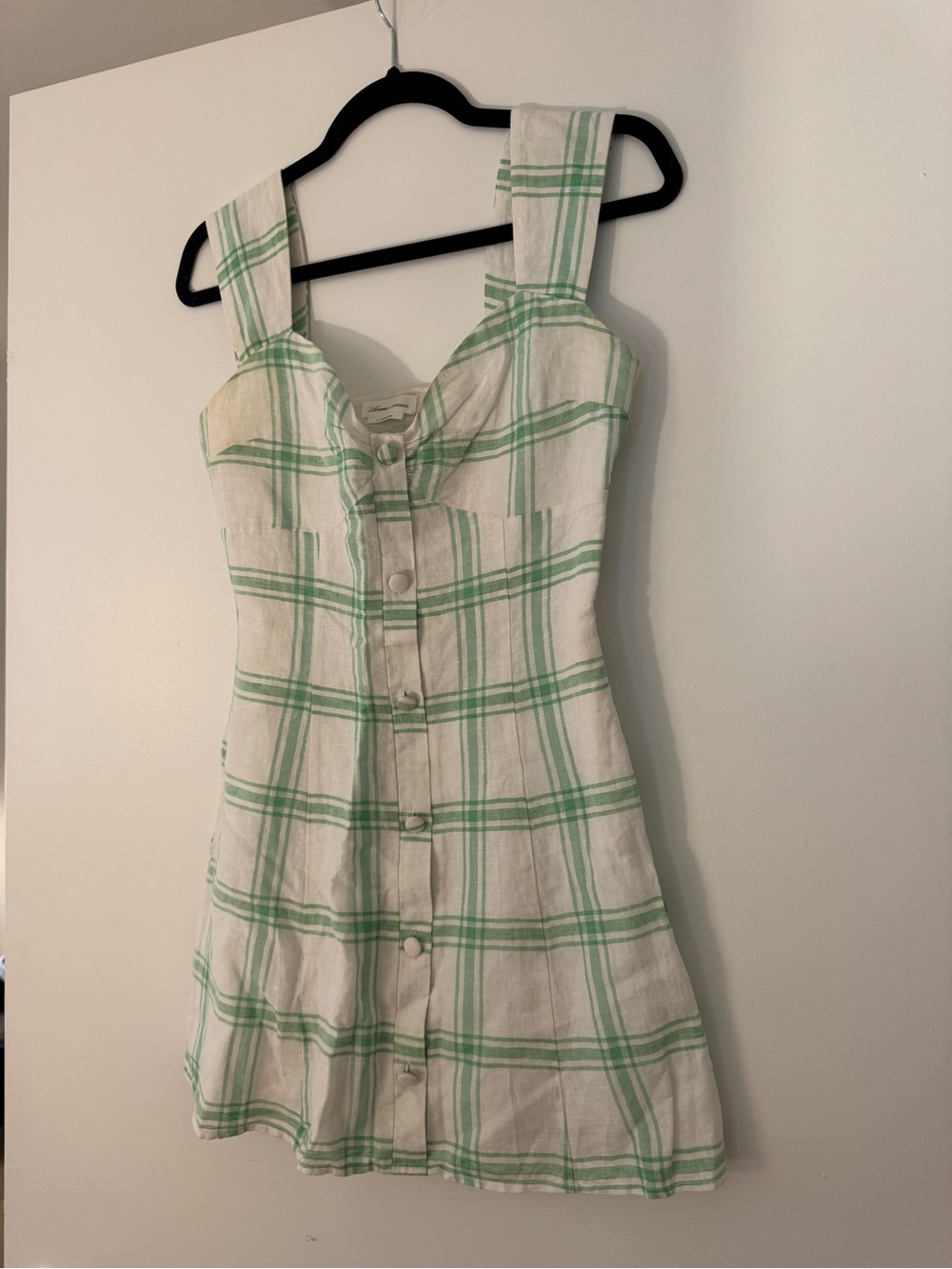 Lovers + Friends Green and White Plaid Mini Dress